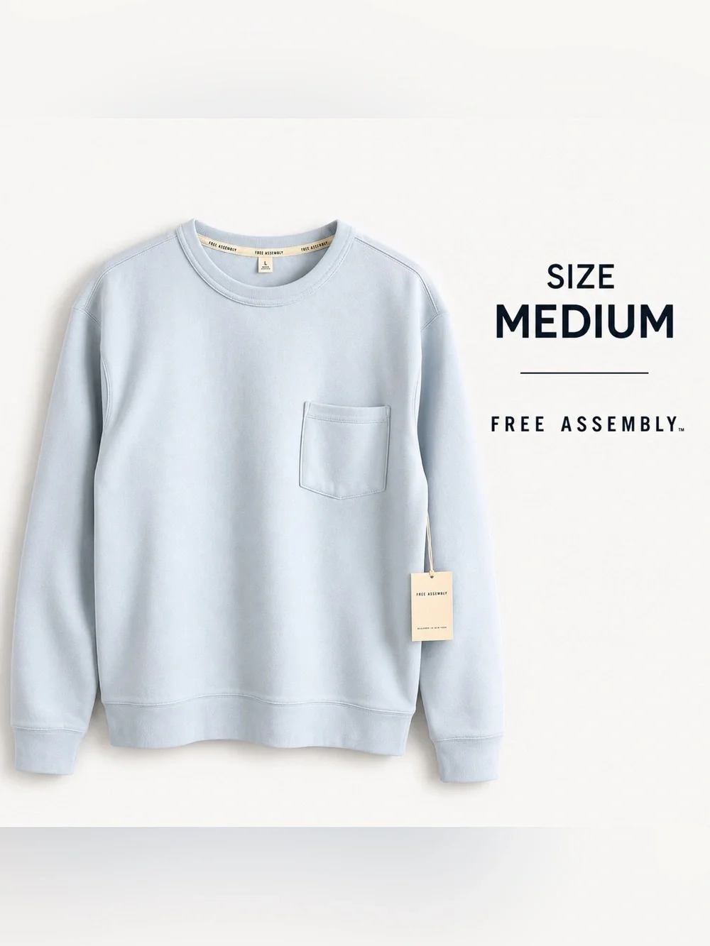 Free Assembly Men’s Crewneck Sweatshirt Light Blue Size M
